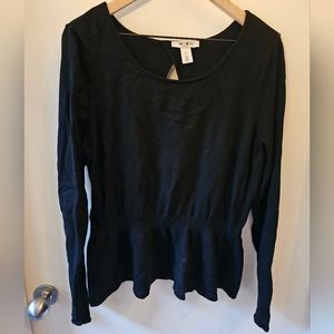 🩷 WHBM Black Peplem Sweater with Keyhole Back